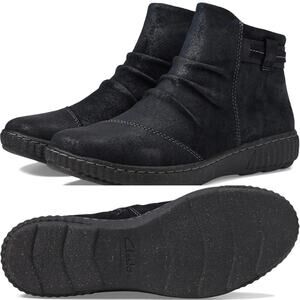 Clarks Suede Ankle Boots Black Booties